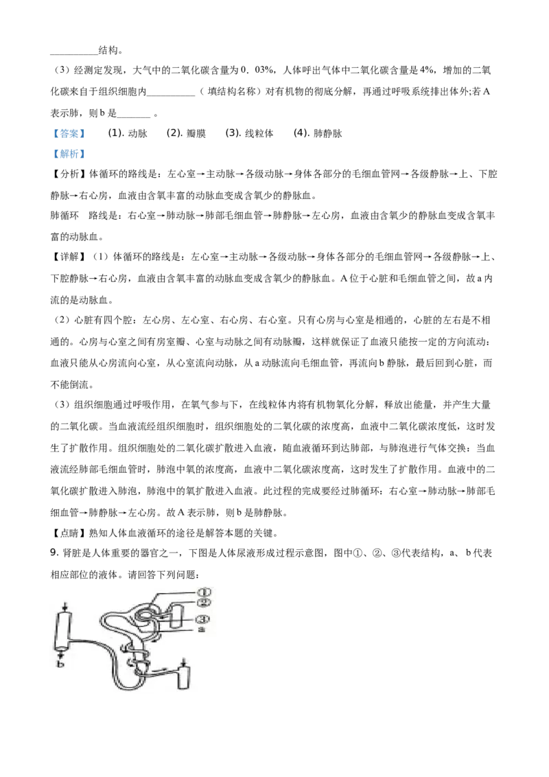 精品解析：四川泸州2021年中考生物试题（解析版）_中考真题_8.生物中考真题2015-2024年_地区卷_四川省_四川泸州生物（只有2021）