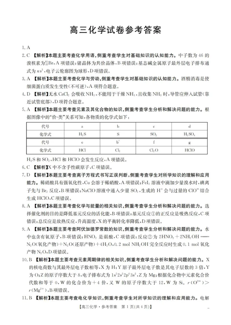 化学答案_扫描版_2025年11月_251125青海省金太阳2025-2026学年高三上学期11月联考（全科）_青海省金太阳2025-2026学年高三上学期11月月考化学试题（含答案）