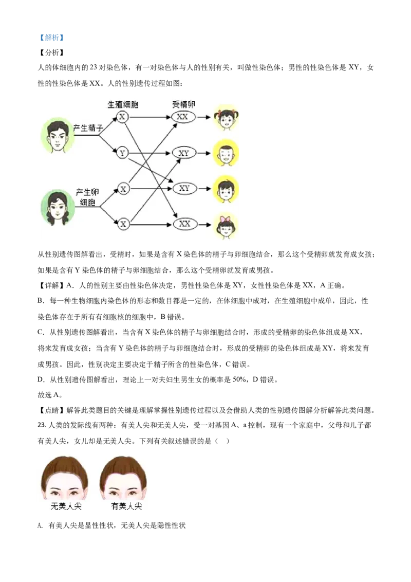 精品解析：江苏省苏州市2020年学业考试生物试题（解析版）_中考真题_8.生物中考真题2015-2024年_2020生物真题74份_2020年中考真题精品解析生物（江苏苏州卷）精编word版