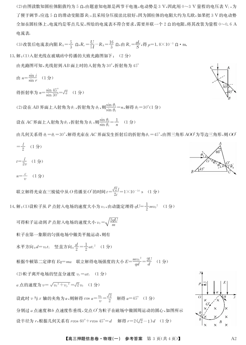 2025届高三押题信息卷（一）物理答案_2025年5月_2505032025届高三押题信息卷（一）