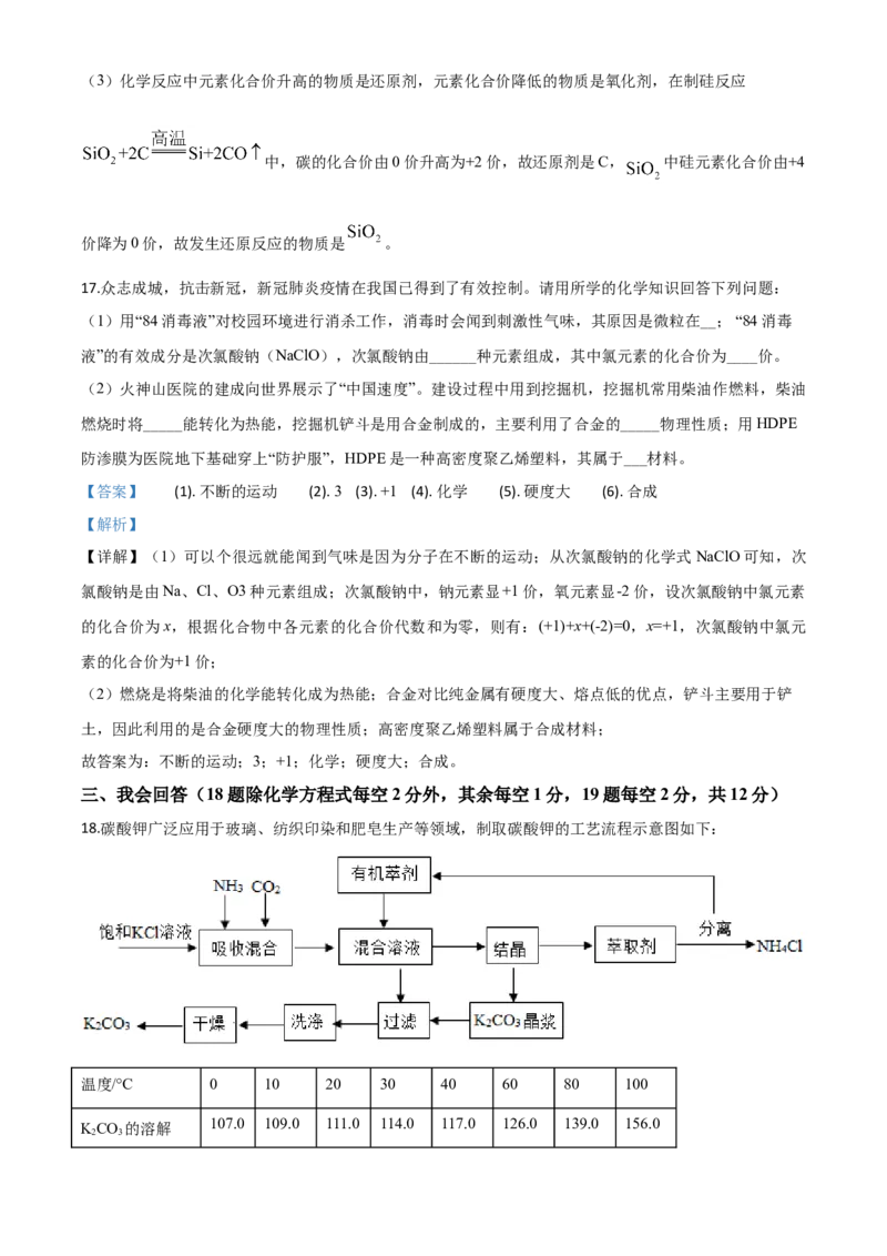精品解析：广西贵港市2020年中考化学试题（解析版）_中考真题_5.化学中考真题2015-2024年_2020中考化学真题（113份）_2020年中考真题精品解析化学（广西贵港卷）精编word版
