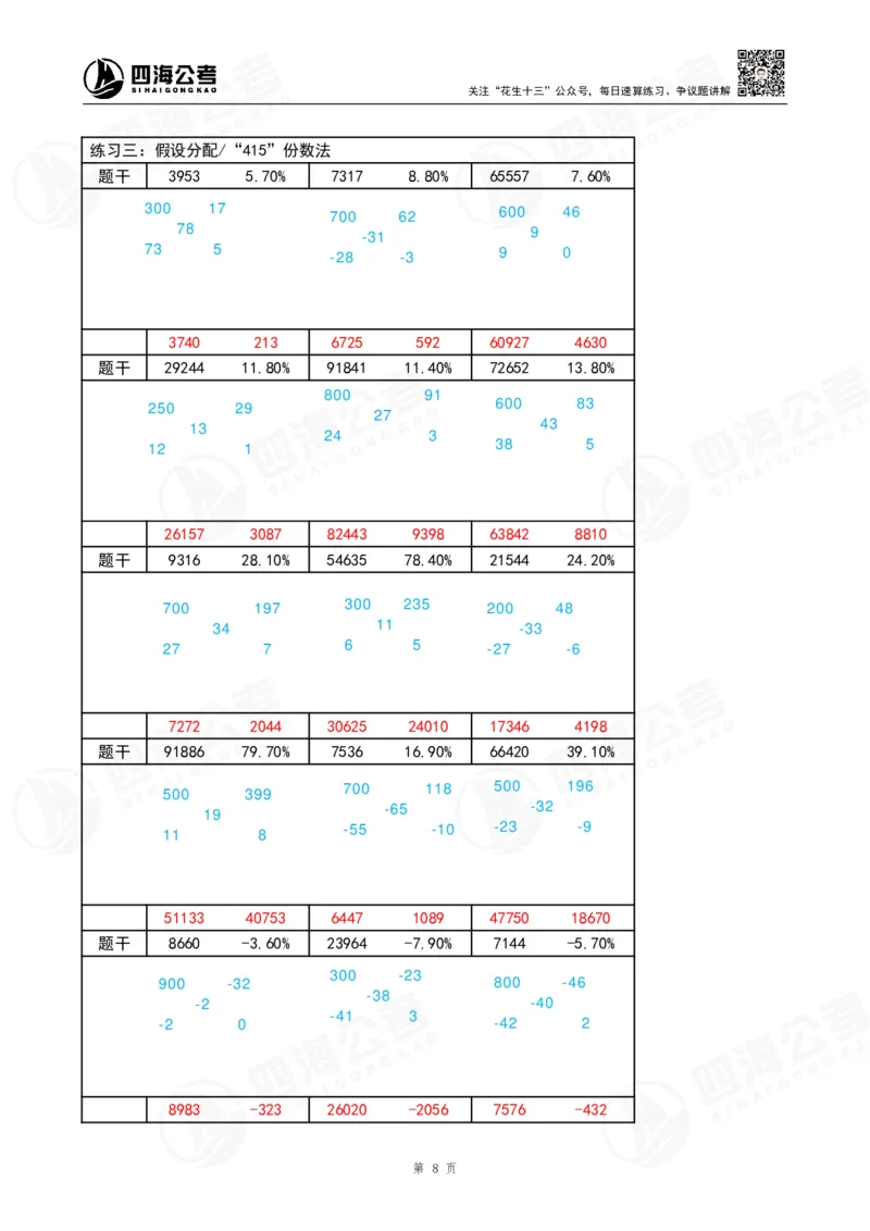 速算练习4_2026考公资料_（01）花生十三_速算2026年四海拾伊15天速算训练营_答案