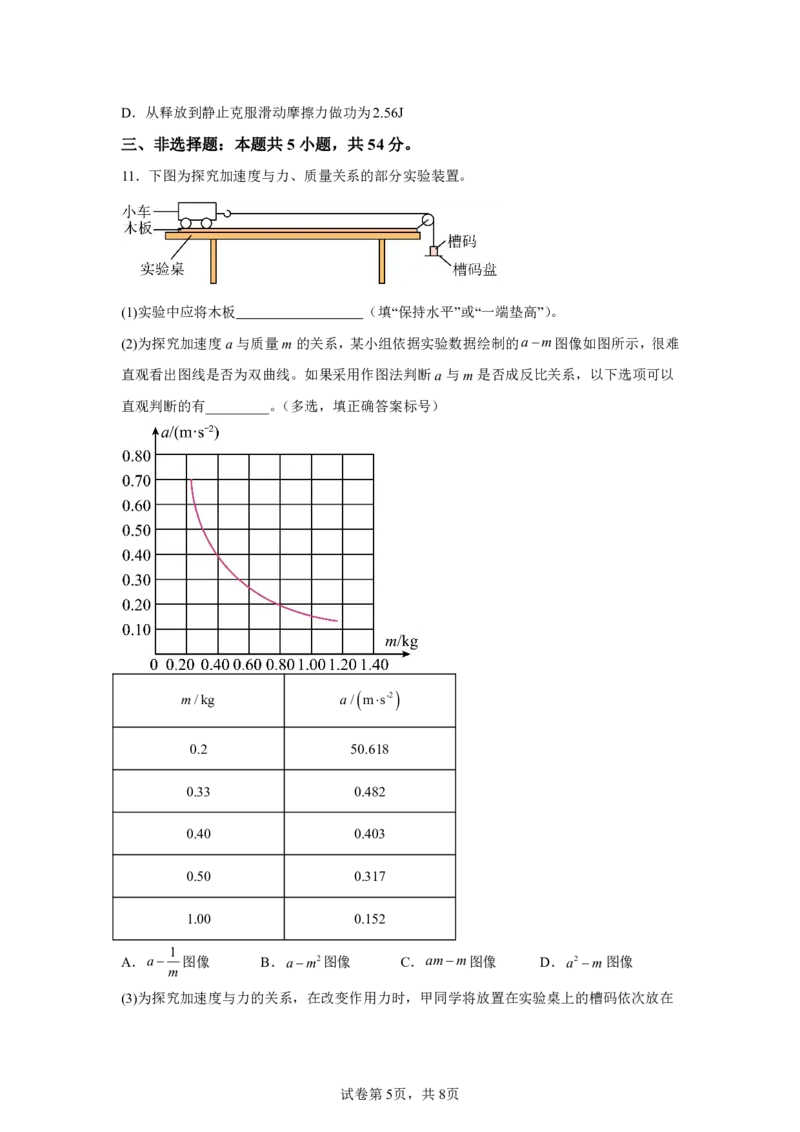 青海2025年高考物理真题文档版（含答案）适用地区：陕西、山西、宁夏、青海_1.高考2025全国各省真题+答案_7.高考物理试题及答案更新中