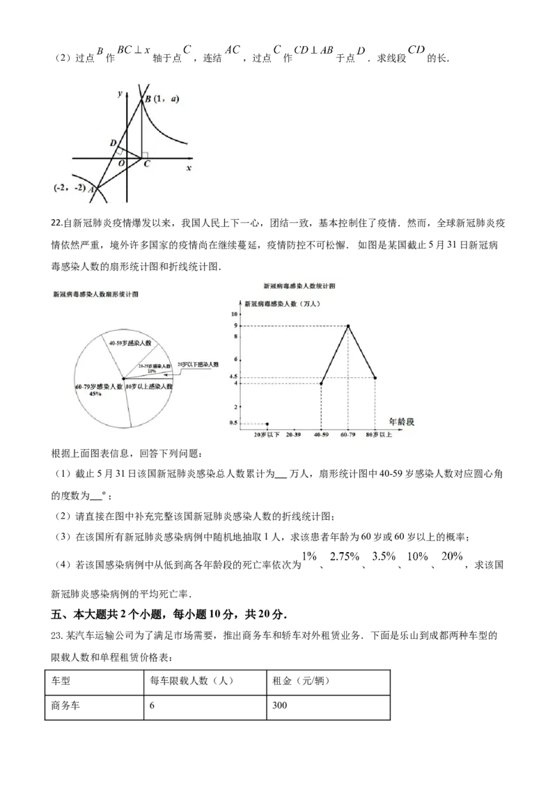 精品解析：四川省乐山市2020年初中学业水平考试数学试题（原卷版）_中考真题_2.数学中考真题2015-2024年_2020全国多省多地中考数学真题126份