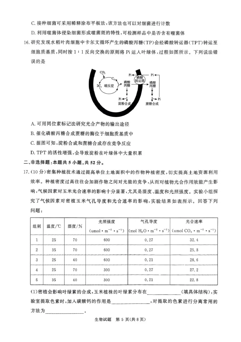 2025&mdash;2026学年高三9月高三质量检测生物试题答案解析评分细则2025&mdash;2026学年高三9月高三质量检测生物试题_2025年9月