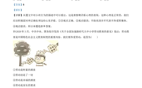 精品解析：湖南省邵阳市2020年中考道德与法治试题（解析版）_中考真题_7.政治中考真题2015-2024年_2020政治真题79份_2020年中考真题精品解析道德与法治（湖南邵阳卷）精编word版