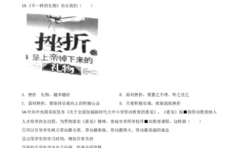 精品解析：湖南省娄底市2020年中考道德与法治试题（原卷版）_中考真题_7.政治中考真题2015-2024年_2020政治真题79份_2020年中考真题精品解析道德与法治（湖南娄底卷）精编word版