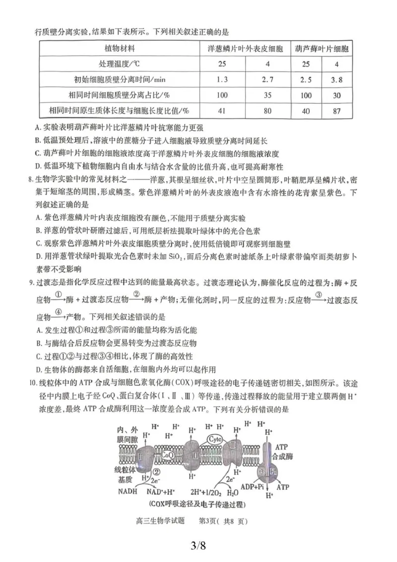 2025-2026学年普通高中高三第一次教学质量检测生物_2025年10月_251030河南省信阳市2025-2026学年普通高中高三第一次教学质量检测（全科)_2025-2026学年普通高中高三第一次教学质量检测生物