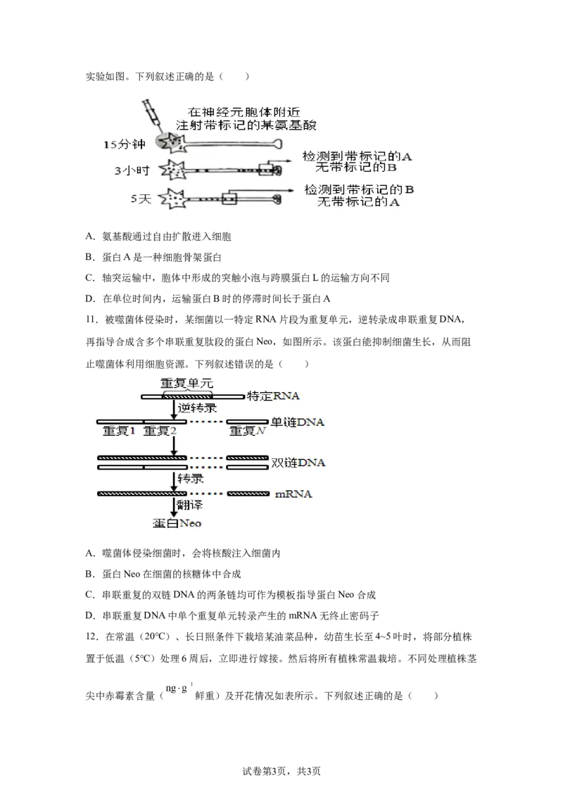 湖南2025年高考湖南卷生物高考真题文档版-A4答案卷尾_1.高考2025全国各省真题+答案_00.2025各省市高考真题及答案（按省份分类）_8、湖南卷（9科全）_6.生物