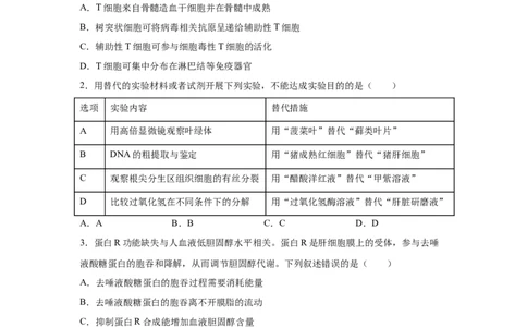 湖南2025年高考湖南卷生物高考真题文档版-A4答案卷尾_1.高考2025全国各省真题+答案_00.2025各省市高考真题及答案（按省份分类）_8、湖南卷（9科全）_6.生物