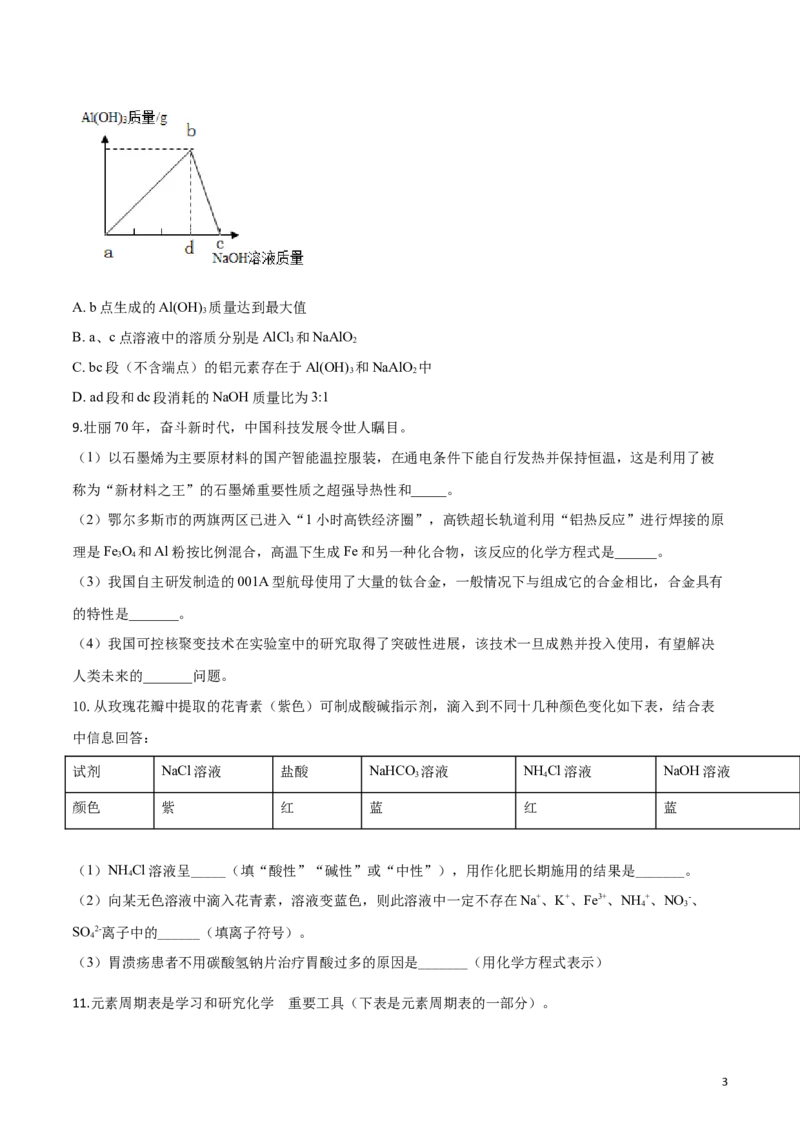 精品解析：内蒙古鄂尔多斯市2019年中考化学试题（原卷版）_中考真题_5.化学中考真题2015-2024年_2019中考真题卷（140份）_2019年中考真题精品解析化学（内蒙古鄂尔多斯市）精编word版