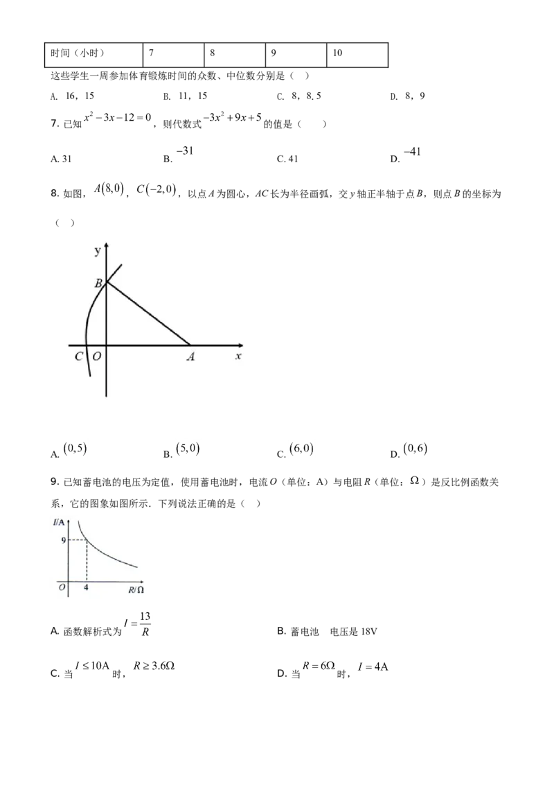 精品解析：四川省自贡市2021年中考数学真题（原卷版）_中考真题_2.数学中考真题2015-2024年_地区卷_四川省_四川自贡数学10-22