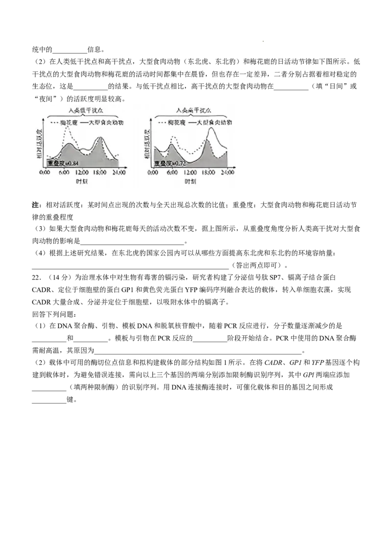 2025《高考真题&bull;河北》生物真题(原卷)_2025《全国高考真题卷》各地方卷_2025《高考真题&bull;河北》