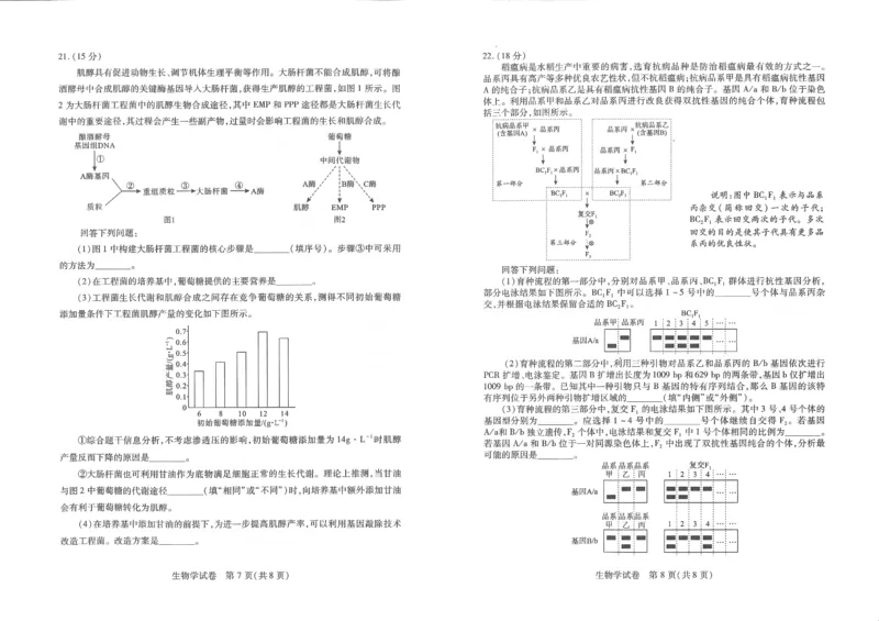 2025届湖北省武汉市高三五月模拟训练生物试卷_2025年5月_2505242025届湖北省武汉市高三五月模拟训练（全科）_生物