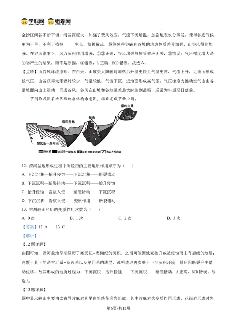 云南师范大学附属中学2024-2025学年高三下学期3月高考适应性月考卷（八）地理答案_2025年3月_250329云南师范大学附属中学2024-2025学年高三下学期3月高考适应性月考卷（八）（全科）