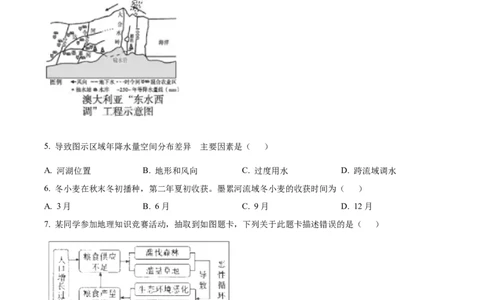 精品解析：2024年四川省广安市中考地理试题（原卷版）_中考真题_9.地理中考真题2015-2024年_2024中考地理真题_精品解析：2024年四川省广安市中考地理试题