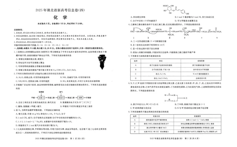 2025年湖北省新高考信息卷（四）化学_2025年5月_2505182025年湖北省新高考信息卷（四）（全科）