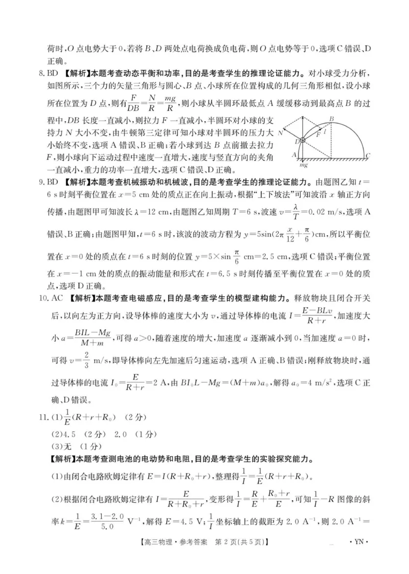 云南省2025-2026学年高三上学期8月联考物理试卷解析_2025年8月_2508262026届云南金太阳高三8月开学联考_云南省2025-2026学年高三上学期8月开学联考物理试卷+答案