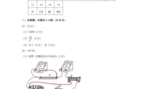 2025年2月诊断性测试物理答案_2025年3月_2503012025届TDA高三下学期2月标准学术能力诊断性测试（全科）_2025届高三下学期2月标准学术能力诊断性测试物理试卷
