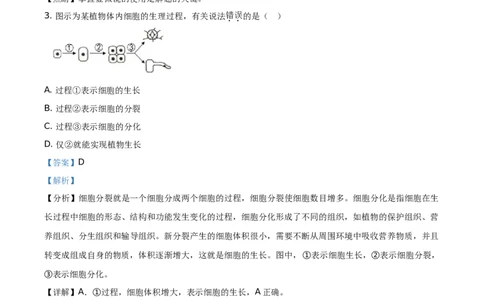 精品解析：四川省遂宁市2021年中考生物试题（解析版）_中考真题_8.生物中考真题2015-2024年_地区卷_四川省_四川遂宁生物16,19-22