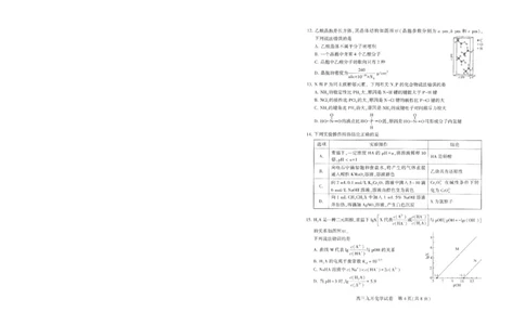 化学试卷_2025年9月_250912湖北省武汉市部分学校2026届高三上学期九月调研考试（全科）_化学