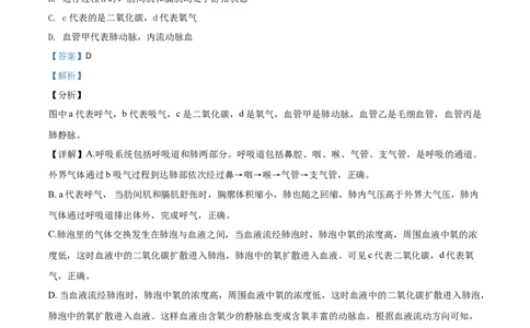 精品解析：四川省南充市2020年中考生物试题（解析版）_中考真题_8.生物中考真题2015-2024年_2020生物真题74份_2020年中考真题精品解析生物（四川南充卷）精编word版
