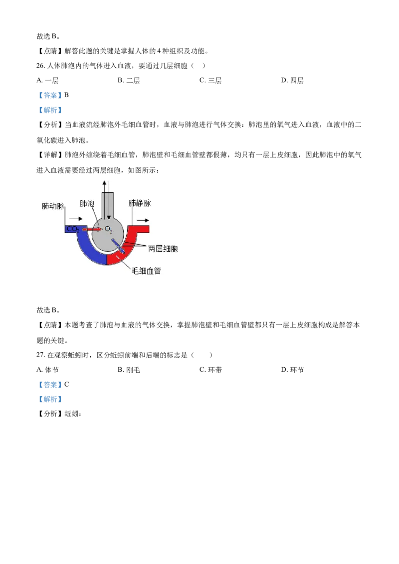 精品解析：黑龙江省龙东地区2021年中考生物试题（解析版）_中考真题_8.生物中考真题2015-2024年_2021中考生物真题64份_2021黑龙江_精品解析：黑龙江省龙东地区2021年中考生物试题