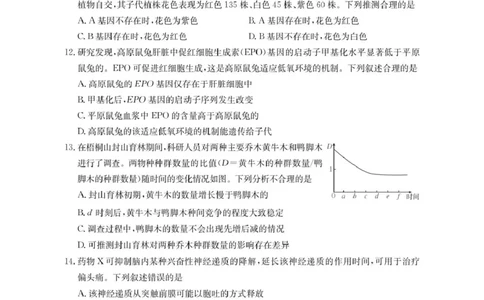 内蒙古名校2026届高三上学期8月开学教学质量检测试题生物含答案_2025年8月_250827内蒙古金太阳2025-2026学年度高三名校教学质量检测（全科）