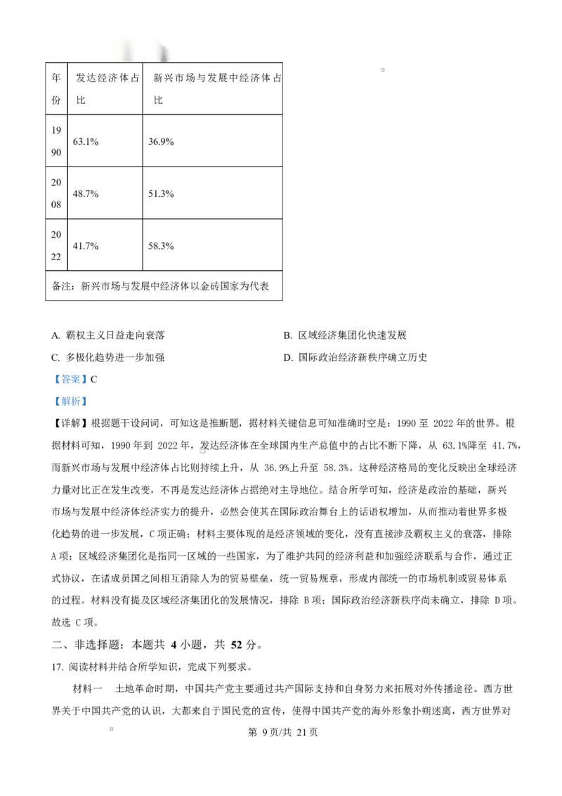 2025届广东茂名市高三下学期第二次综合测试历史试题Word版含解析_2025年4月_250414广东省茂名市2025届高三下学期二模（全科）_广东省茂名市2025届高三下学期二模试题历史