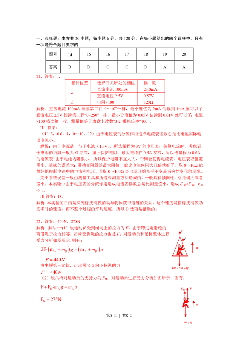 2009年高考物理试卷（安徽）（解析卷）_物理历年高考真题_新&middot;PDF版2008-2025&middot;高考物理真题_物理（按年份分类）2008-2025_2009&middot;高考物理真题