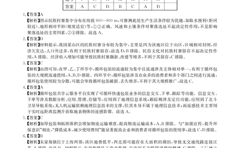 华大新高考联盟2025届高三下学期3月教学质量测评地理答案_2025年3月_250329华大新高考联盟2025届高三下学期3月教学质量测评（全科）
