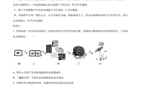 精品解析：2024年四川省达州市中考生物真题（解析版）_中考真题_8.生物中考真题2015-2024年_2024年中考生物真题_精品解析：2024年四川省达州市中考理综真题-初中生物学