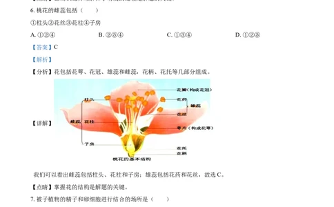 精品解析：湖北省黄石市2021年中考生物试题（解析版）_中考真题_8.生物中考真题2015-2024年_2021中考生物真题64份_2021湖北_精品解析：湖北省黄石市2021年中考生物试题