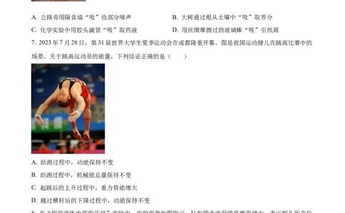 精品解析：2024年四川省成都市中考物理试题（原卷版）_中考真题_4.物理中考真题2015-2024年_2024中考物理真题_精品解析：2024年四川省成都市中考物理试题