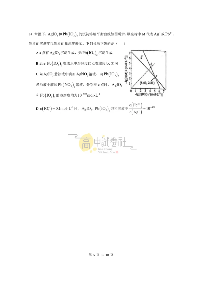 2025年高考综合改革适应性演练（八省联考）化学（陕西山西宁夏青海）_2025年1月_2501062025年高考综合改革适应性演练（八省联考）