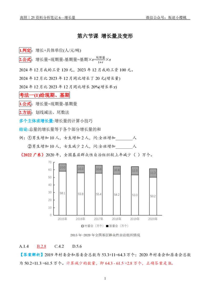 高照｜25资料分析笔记6&mdash;增长量_2026考公资料_（06）高照_高照资料笔记合集_高照丨25资料分析理论笔记