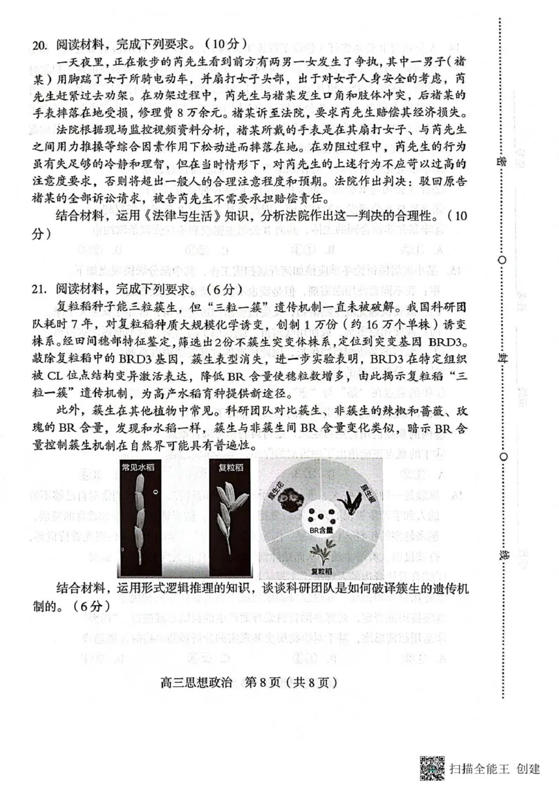 2025届福建省龙岩市高三下学期3月教学质量检测政治试题_2025年3月_250310福建省龙岩市2025届高三下学期3月教学质量检测（全科）