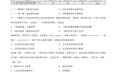 精品解析：湖南省长沙市2020年中考历史试题（原卷版）_中考真题_6.历史中考真题2015-2024年_2020历史真题79份_2020年中考真题精品解析历史（湖南长沙卷）精编word版