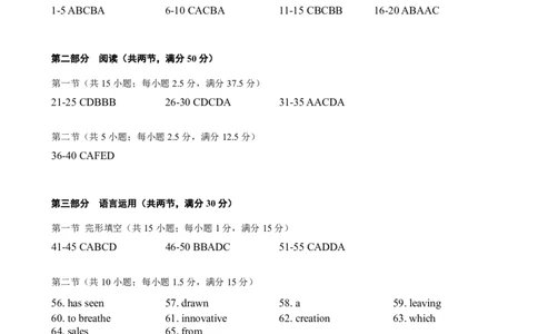 云南省曲靖市2025届高三上学期第一次教学质量监测英语答案_2025年1月_250125云南省曲靖市2025届高三上学期第一次教学质量监测（全科）