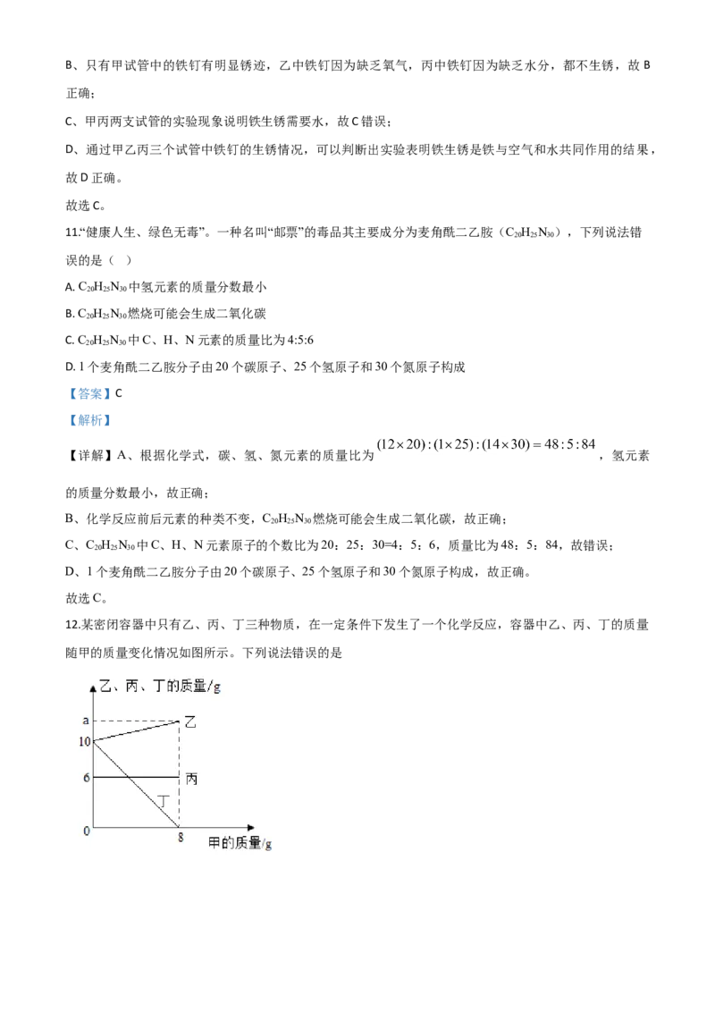 精品解析：湖北省宜昌市2020年中考化学试题（解析版）_中考真题_5.化学中考真题2015-2024年_2020中考化学真题（113份）_2020年中考真题精品解析化学（湖北宜昌卷）精编word版