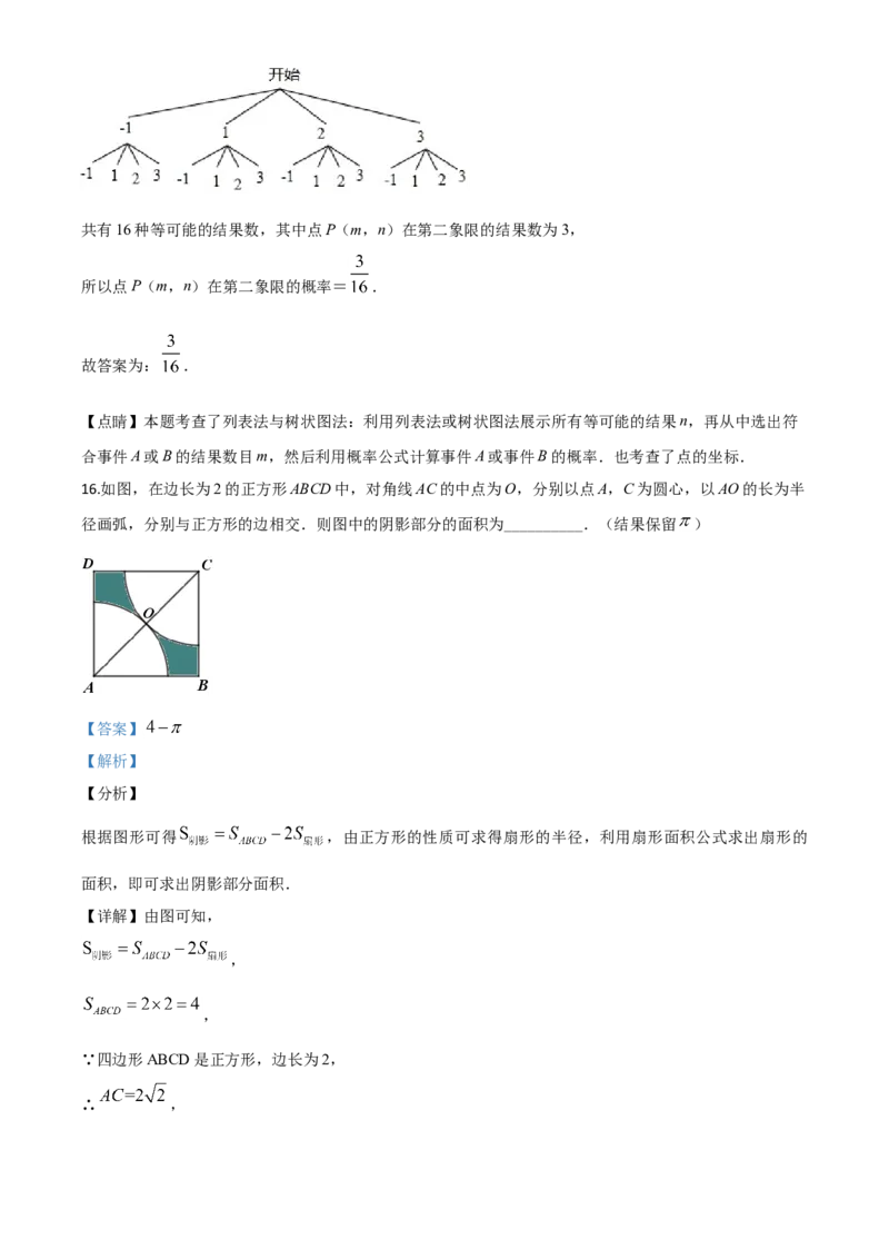 精品解析：重庆市2020年中考数学试题A卷（解析版）_中考真题_2.数学中考真题2015-2024年_2020全国多省多地中考数学真题126份_2020年中考真题精品解析数学（重庆A卷）精编word版