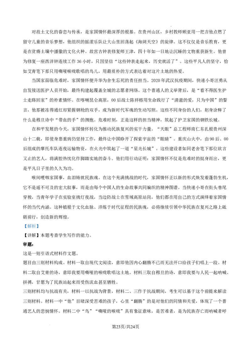 2025《高考语文&bull;全国一卷真题》(解析版)_2025《全国高考真题卷》各地方卷_2025《高考语文》真题