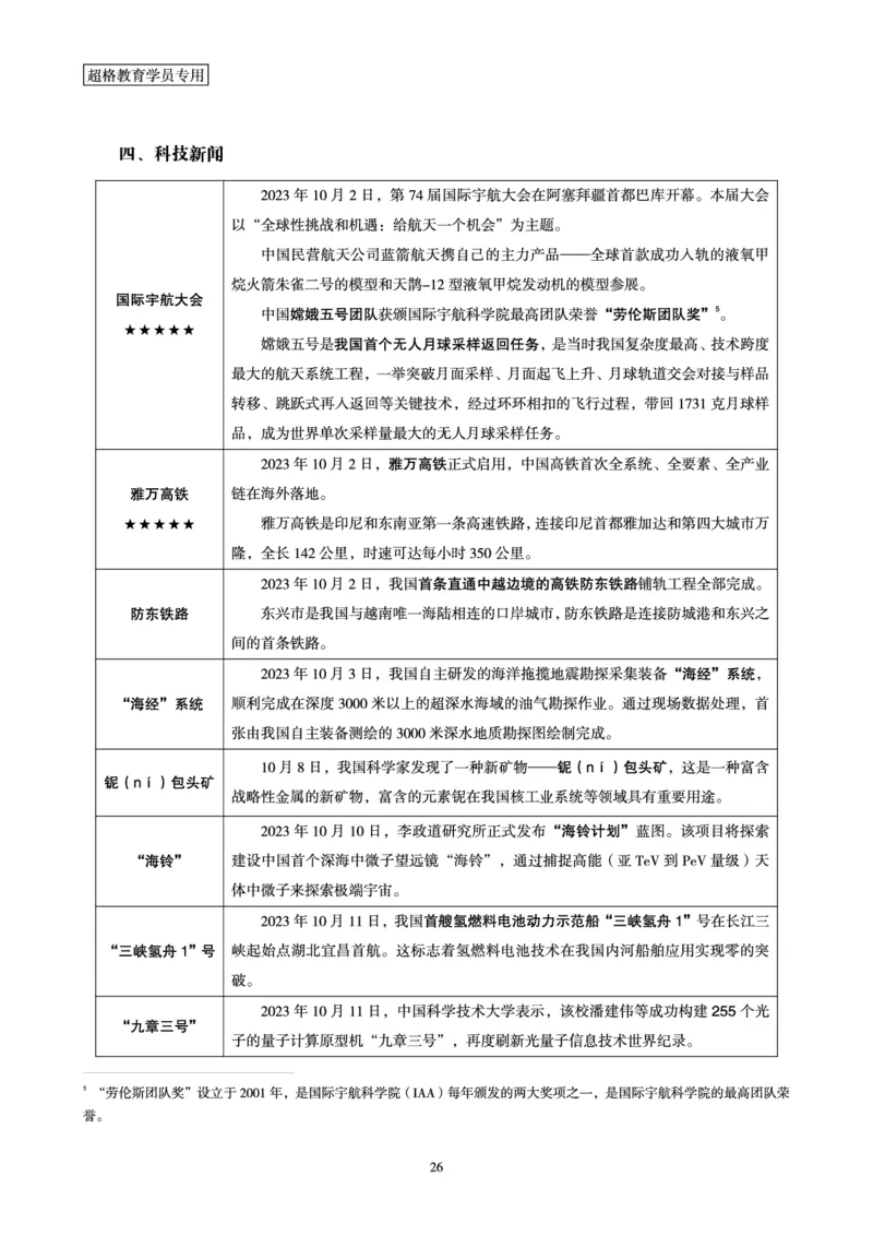 超格2023年10月时政讲义+60题_2026考公资料_（05）超格_超格时政_超格全国时政重点+重要会议讲话+720题