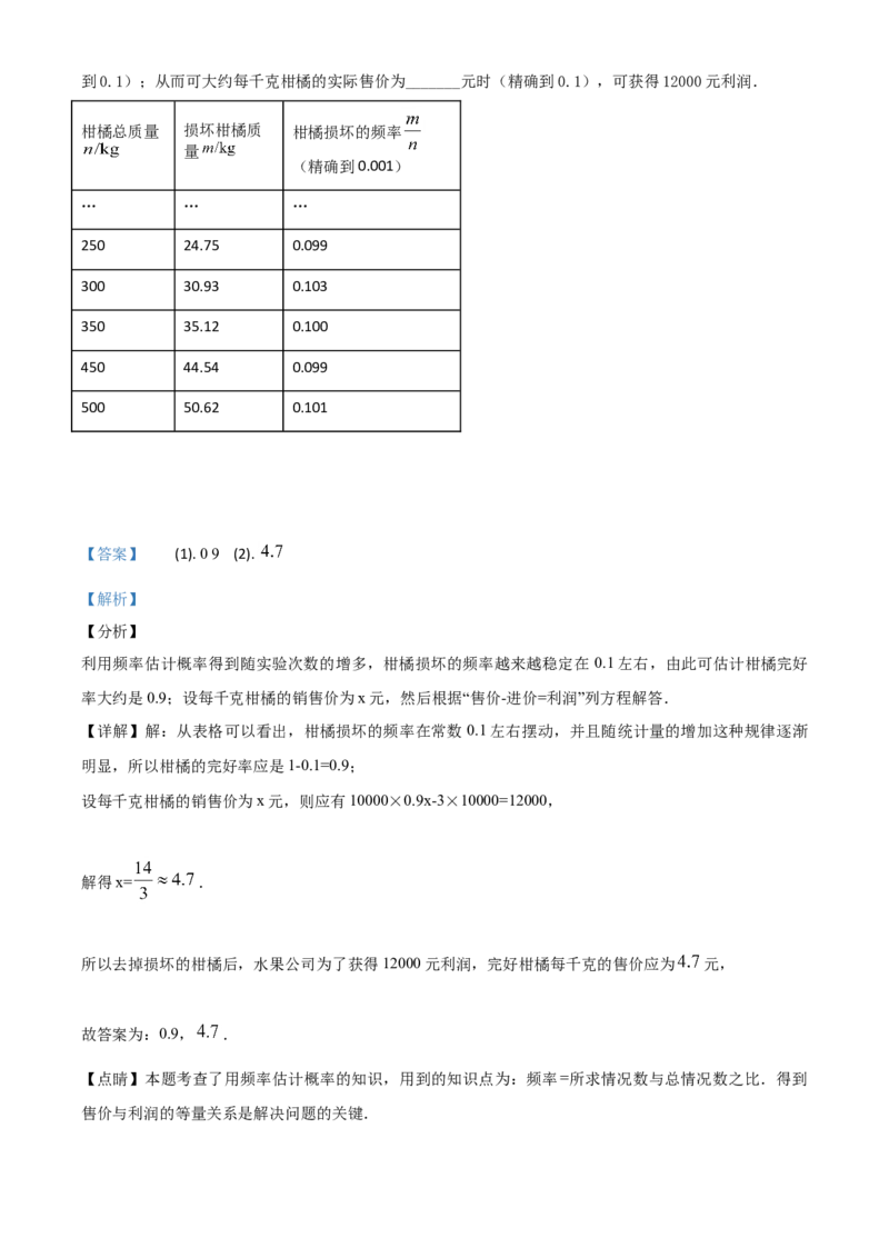 精品解析：内蒙古呼和浩特市2020年中考数学试题（解析版）_中考真题_2.数学中考真题2015-2024年_2020全国多省多地中考数学真题126份