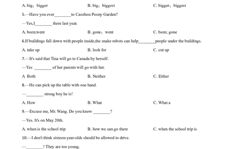 精品解析：山东省菏泽市2020年中考英语试题（原卷版）_中考真题_3.英语中考真题2015-2024年_2020全国多省多地中考英语真题145份_精品解析：山东省菏泽市2020年中考英语试题