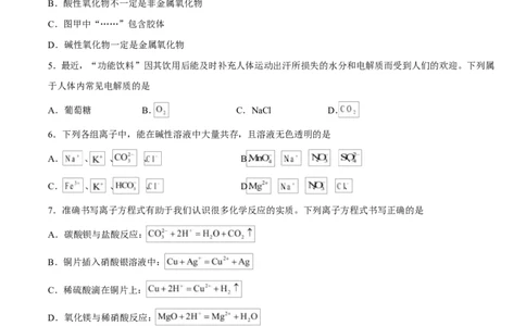 高一化学上学期第一次月考（天津专用，人教版2019）（考试版A4）_1多考区联考试卷_2510092025-2026学年高一化学上学期第一次月考
