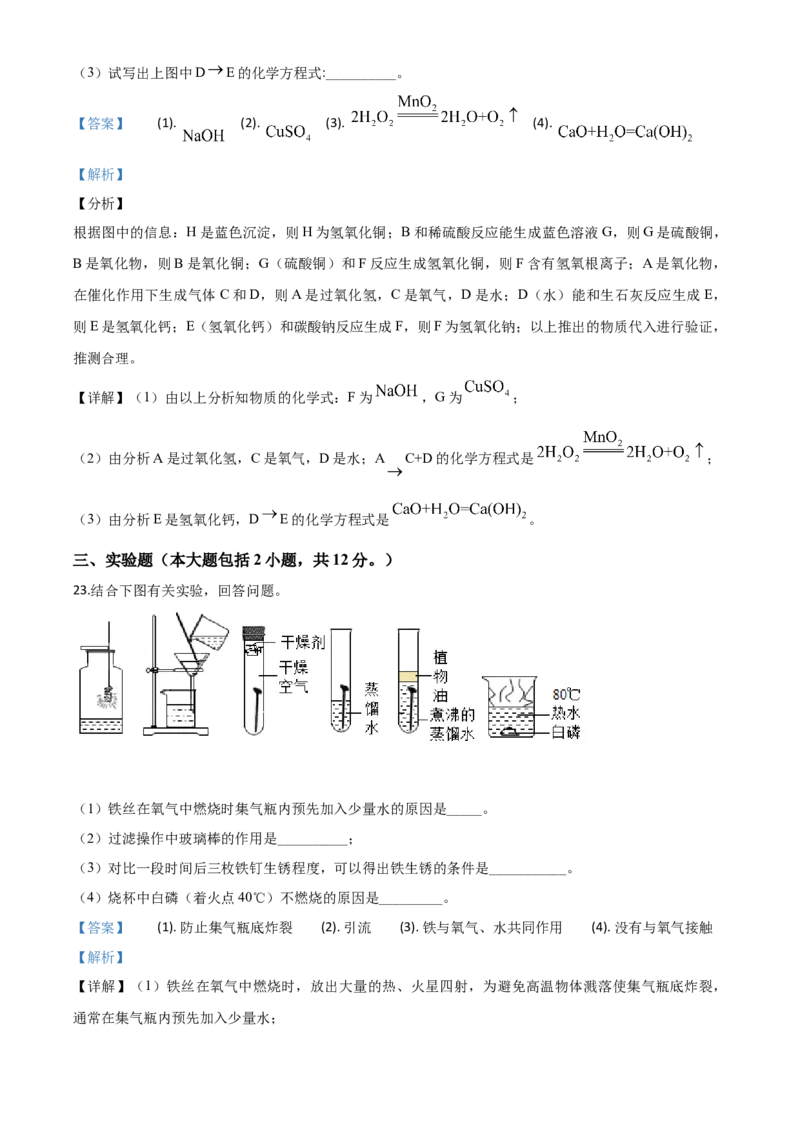 精品解析：山东省滨州市2020年中考化学试题（解析版）_中考真题_5.化学中考真题2015-2024年_2020中考化学真题（113份）_2020年中考真题精品解析化学（山东滨州卷）精编word版