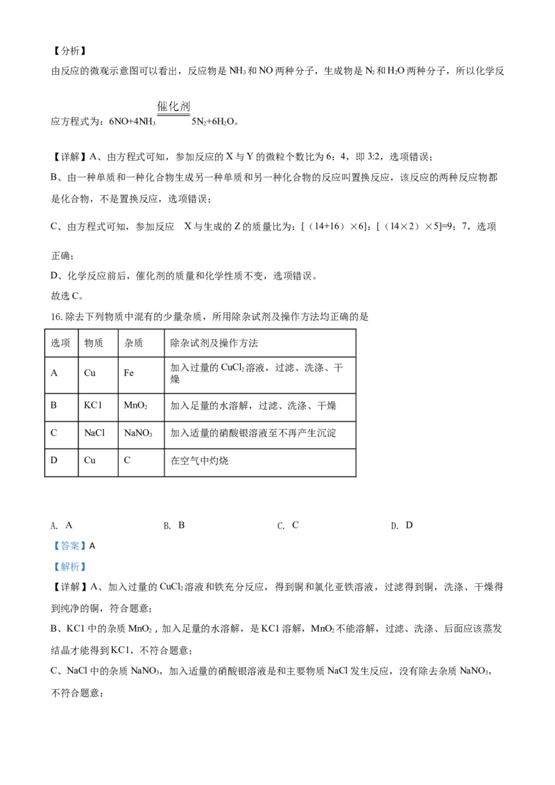 精品解析：山东省滨州市2020年中考化学试题（解析版）_中考真题_5.化学中考真题2015-2024年_2020中考化学真题（113份）_2020年中考真题精品解析化学（山东滨州卷）精编word版