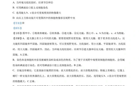 精品解析：2024年山东省滨州市中考生物真题（解析版）_中考真题_8.生物中考真题2015-2024年_2024年中考生物真题_精品解析：2024年山东省滨州市中考生物真题