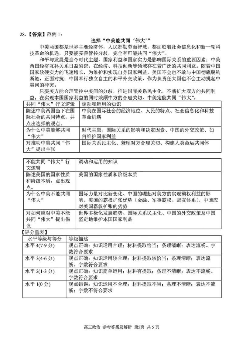 2024学年第二学期浙江省七彩阳光新高考研究联盟返校联考政治答案_2025年2月_2502172024学年第二学期浙江省七彩阳光新高考研究联盟返校联考（全科）
